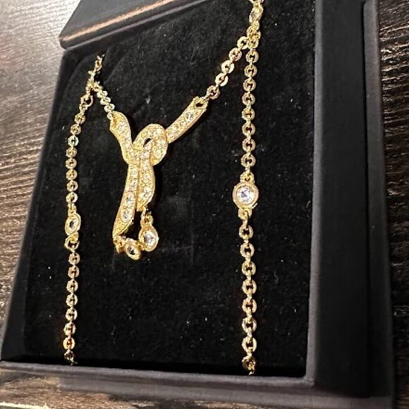 VINTAGE MONET Gold Plated Necklace with Crystals in gift box VINTAGE MONET - Picture 13 of 15